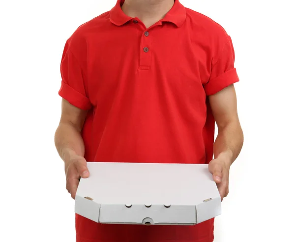 Delivery boy with pizza — Stock Photo, Image
