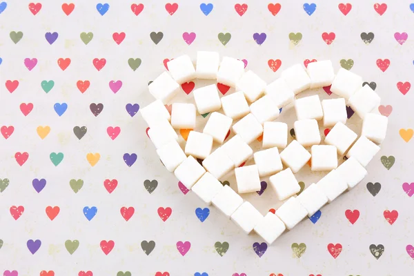 Cubes de sucre en forme de coeur — Photo