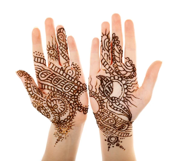 Image of henna on female hands — Stock Photo, Image