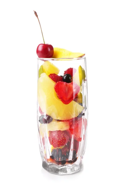 Fresh fruits salad in glass — Stock Photo, Image