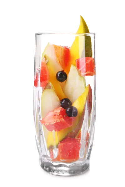 Fresh fruits salad in glass — Stock Photo, Image