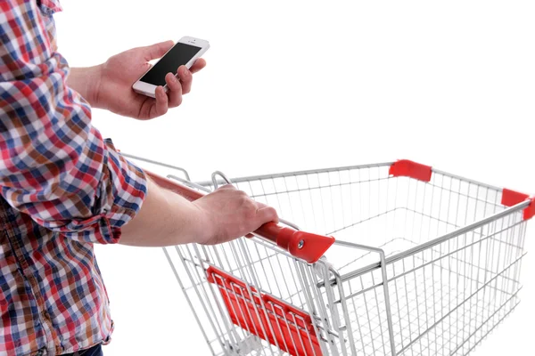 Young man holding mobile phone — Stock Photo, Image