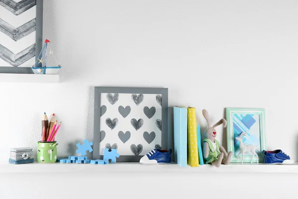 Shelves with toys in child room — Stock Photo, Image