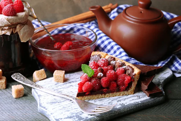 Tart com framboesas frescas — Fotografia de Stock