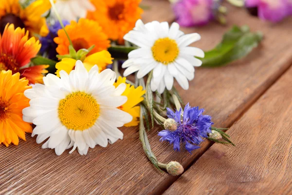 Fiori di campo lucenti sul tavolo Foto Stock