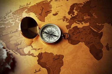 Dünya adam pusula ile yakın çekim