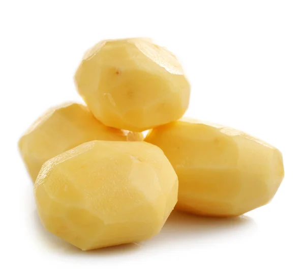 Raw peeled potatoes isolated on white — Stock Photo, Image