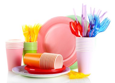 Çok renkli plastik sofra
