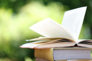 Açık havada kitap yığını