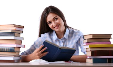 izole kitap ile genç kız