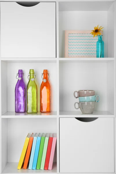 Beautiful white shelves — Stock Photo, Image