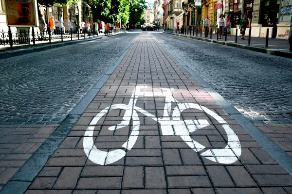 市の自転車レーン — ストック写真