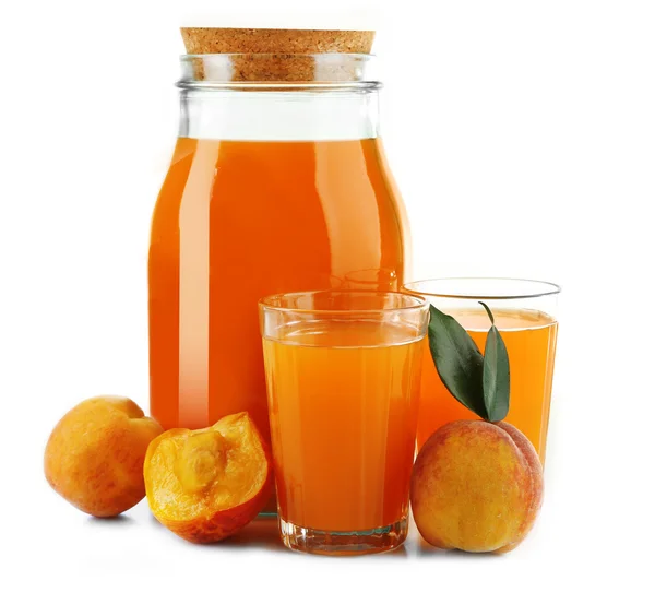 Peach juice isolated on white — Stock Photo, Image