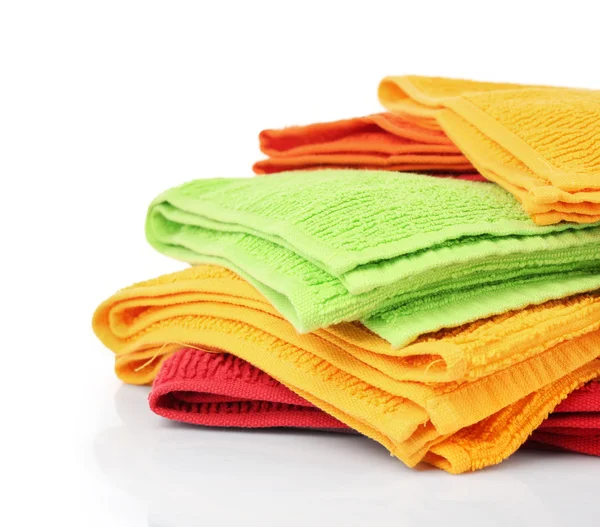 Colorful towels isolated on white — Stock Photo, Image