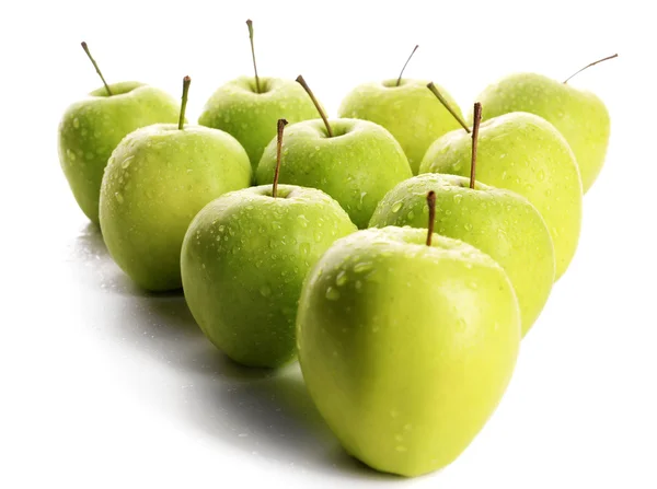 Dojrzałe jabłka zielone na białym tle — Zdjęcie stockowe