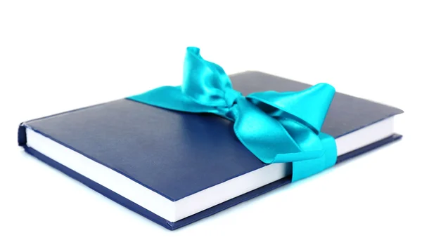 Book wrapped with color ribbon isolated on white — Stock Photo, Image