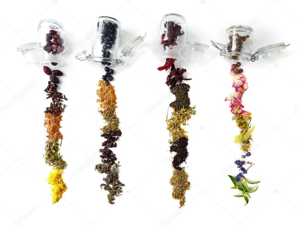 Various kinds of herbal tea