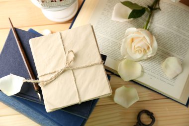 eski kitap ile taze gül