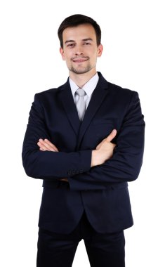 İzole takım elbiseli şık adam