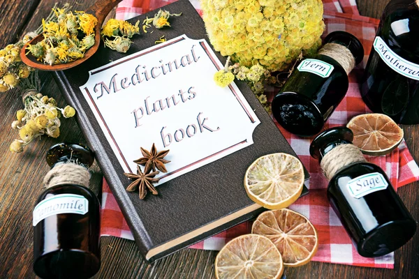 Kniha léčivé rostliny — Stock fotografie