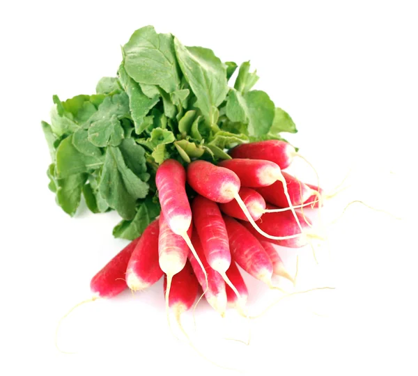 Bunch of radishes isolated on white — Stok Foto