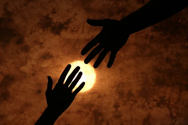 Silhouette of hands communication — Stock Photo, Image