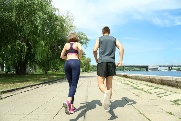 Young people jogging