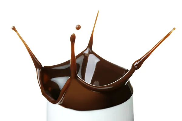 Schizzo di cioccolata calda in tazza — Foto Stock