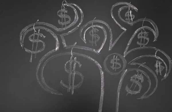 Chalk money tree drawing — Stock Photo, Image