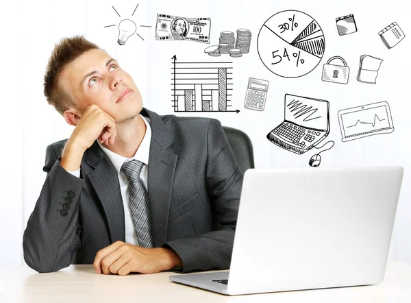 Business man thinking of him plans — Stock Photo, Image