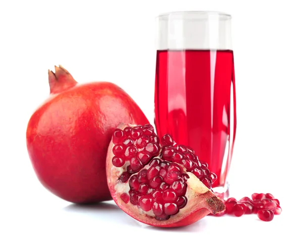 Glass of fresh pomegranate juice isolated on white Stock Photo