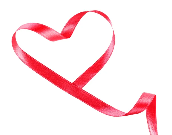 Red ribbon in shape of heart — Stock Photo, Image