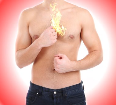 Fire flame on man's body clipart