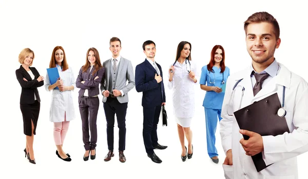 Group Medical Workers Isolated White — Stock Photo, Image