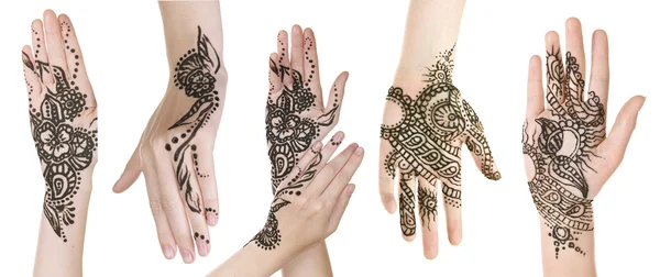 Mãos pintadas com henna — Fotografia de Stock