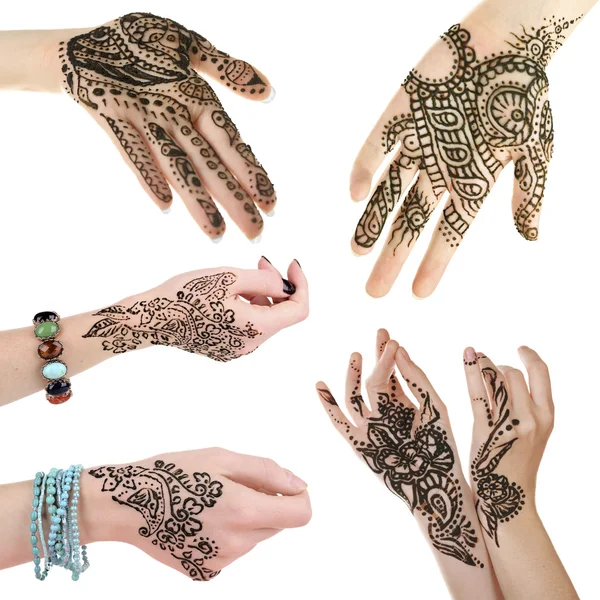 Hands painted with henna — Stock Photo, Image
