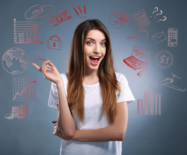 Woman thinking of her plans — Stock Photo, Image