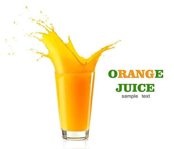 Orangensaft mit Spritzern — Stockfoto