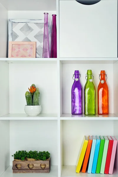 Beautiful white shelves — Stock Photo, Image