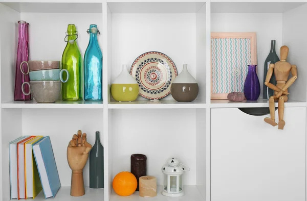 Beautiful white shelves — Stock Photo, Image