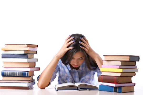 Young girl with books isolated — Stock Photo, Image