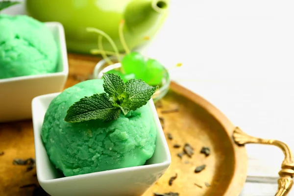 Gelato al tè verde fatto in casa — Foto Stock