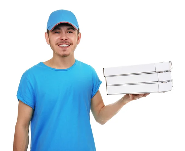 Delivery boy with pizza — Stock Photo, Image