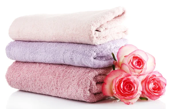 Stack of colorful towels isolated — Stock Photo, Image