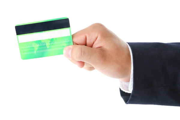 Kredietkaart met hand — Stockfoto