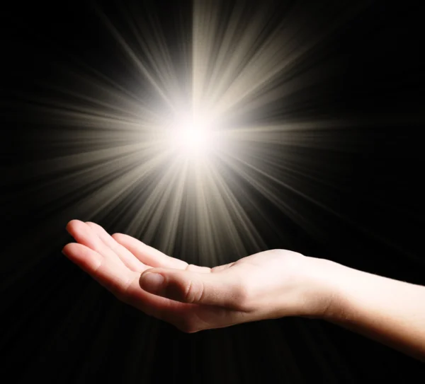 Light in  woman hand — Stock Photo, Image