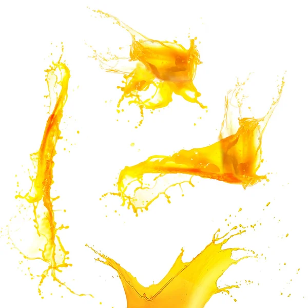 Orange juice splashes isolated — Stock Photo, Image