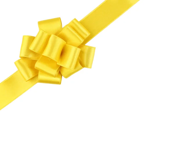 Yellow ribbon bow isolated on white — Stock Photo, Image