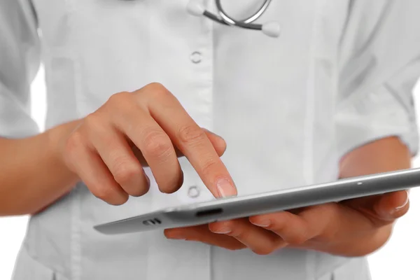 Doctor working on digital tablet — Stock Photo, Image