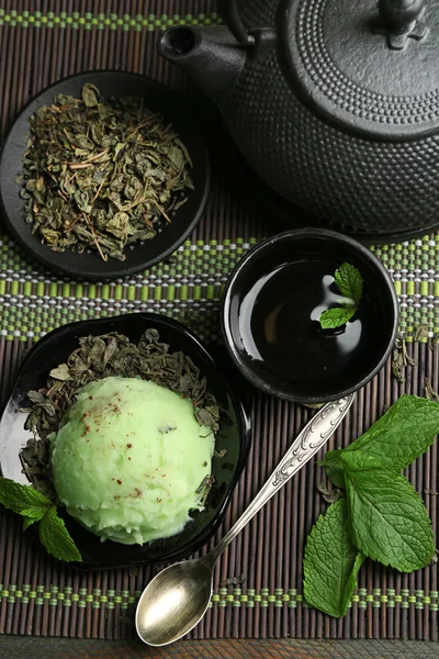 Homemade Green tea ice-cream — Stock Photo, Image